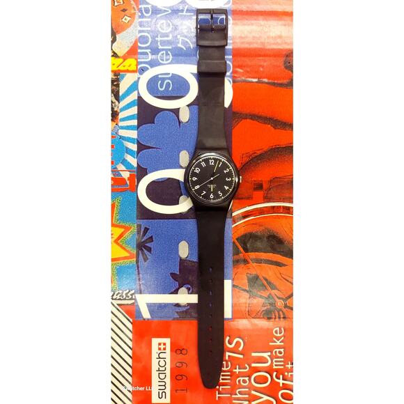 Swatch Watch KNIGHT OF THE NIGHT NO DATE GB140 1990 Rare Vintage Quartz NOS - Picture 3 of 10
